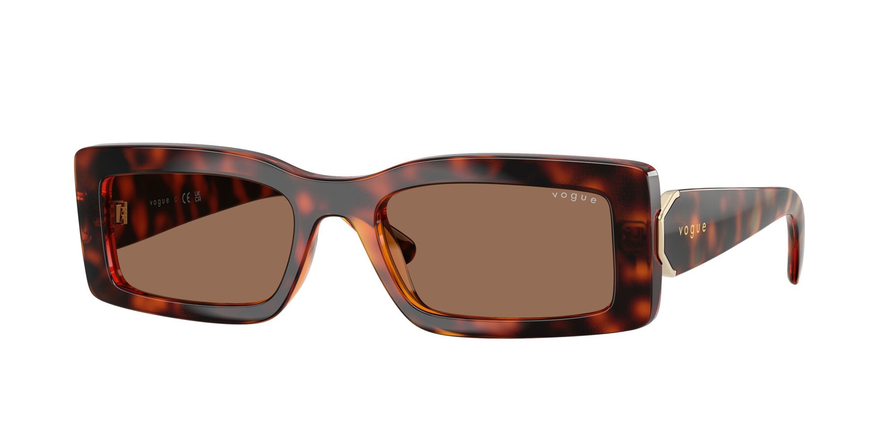 Sunglasses Vogue VO 5674S (W65673) color havana scuro shape rectangle lenses marrone scuro