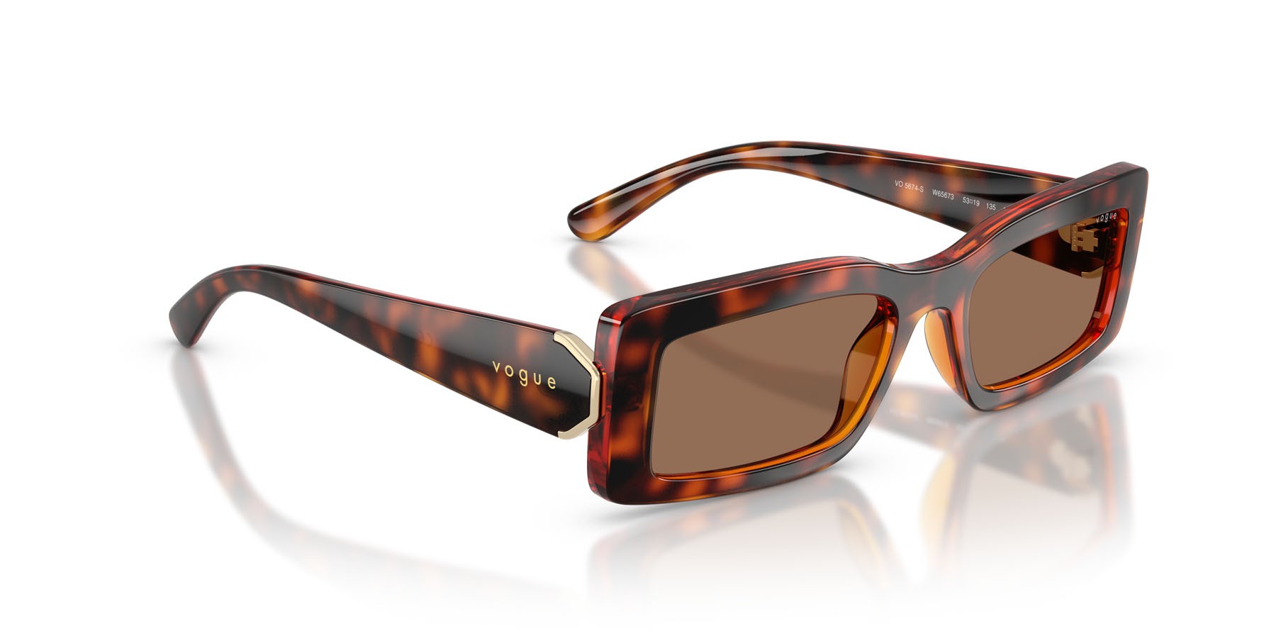 Sunglasses Vogue VO 5674S (W65673) color havana scuro shape rectangle lenses marrone scuro