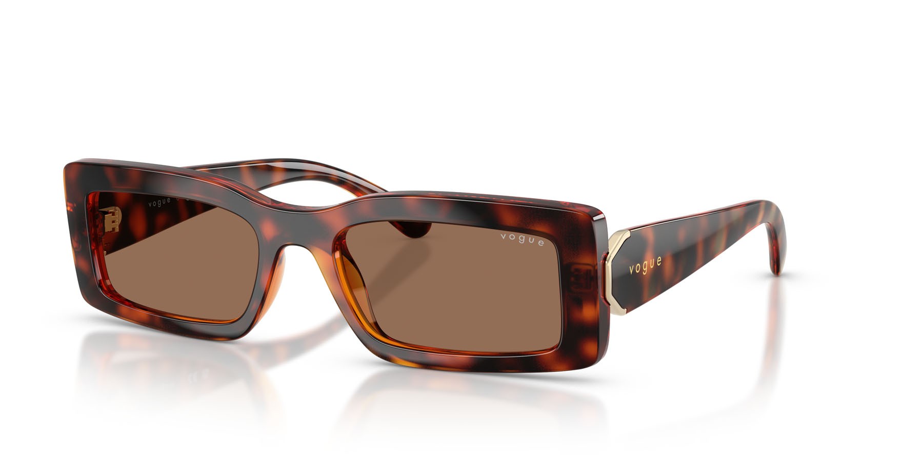 Sunglasses Vogue VO 5674S (W65673) color havana scuro shape rectangle lenses marrone scuro