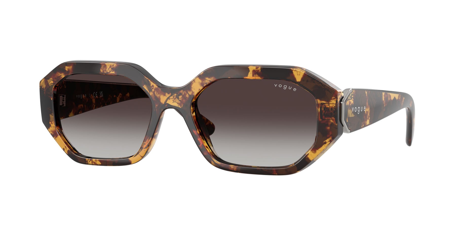 Sunglasses Vogue VO 5675S (31798G) color havana miele shape irregular lenses sfumato grigio