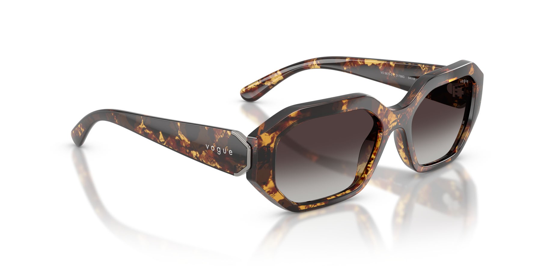 Sunglasses Vogue VO 5675S (31798G) color havana miele shape irregular lenses sfumato grigio