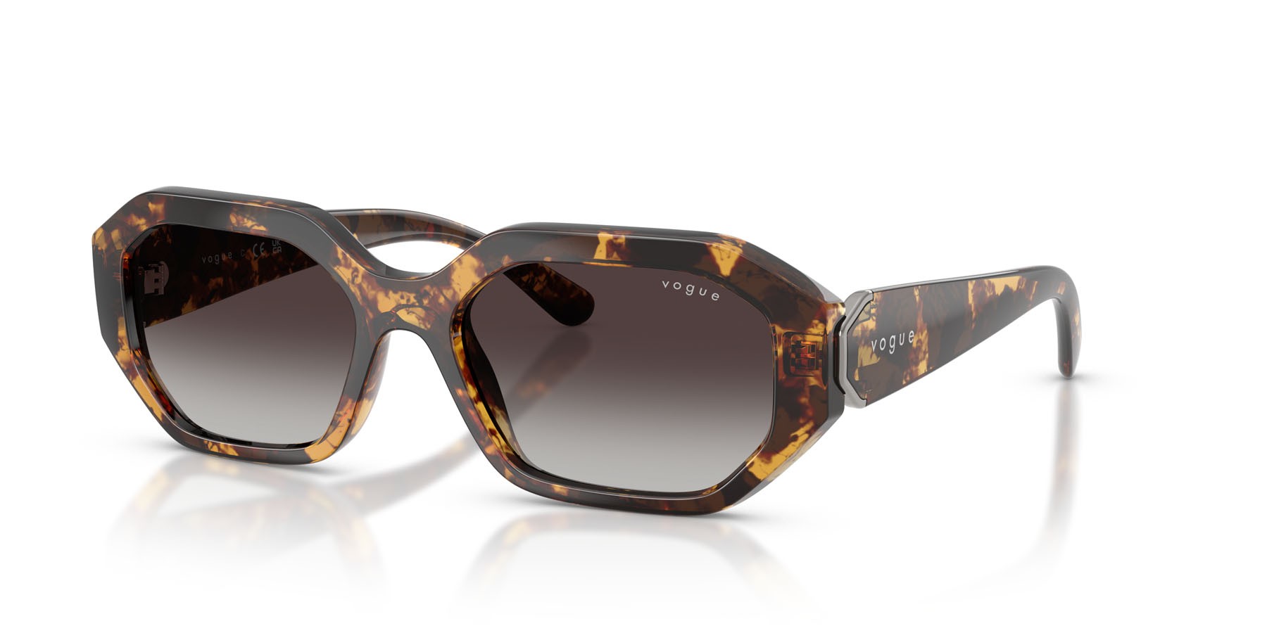 Sunglasses Vogue VO 5675S (31798G) color havana miele shape irregular lenses sfumato grigio