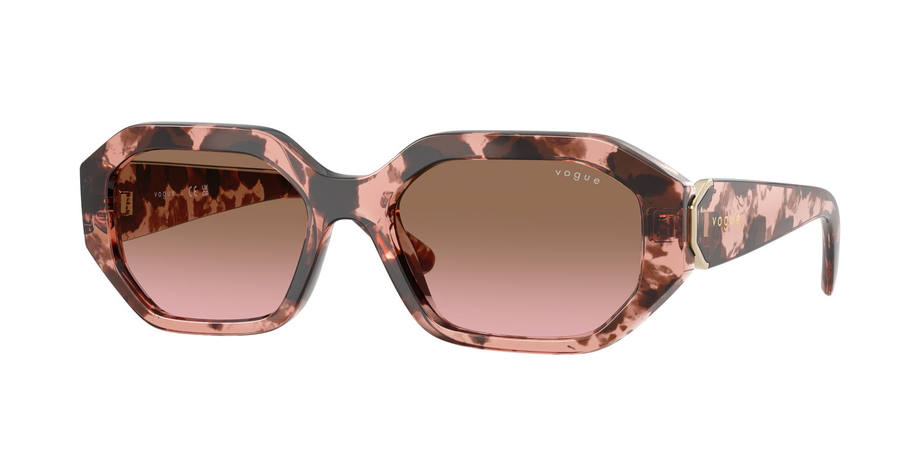 Sunglasses Vogue VO 5675S (319914) color havana rosa shape irregular lenses rosa sfumato marrone