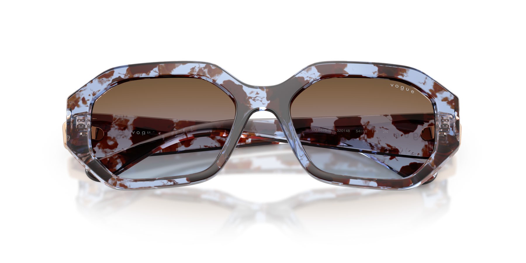 Sunglasses Vogue VO 5675S (320148) color blu havana shape irregular lenses azzurro sfumato rosa sfumato marrone