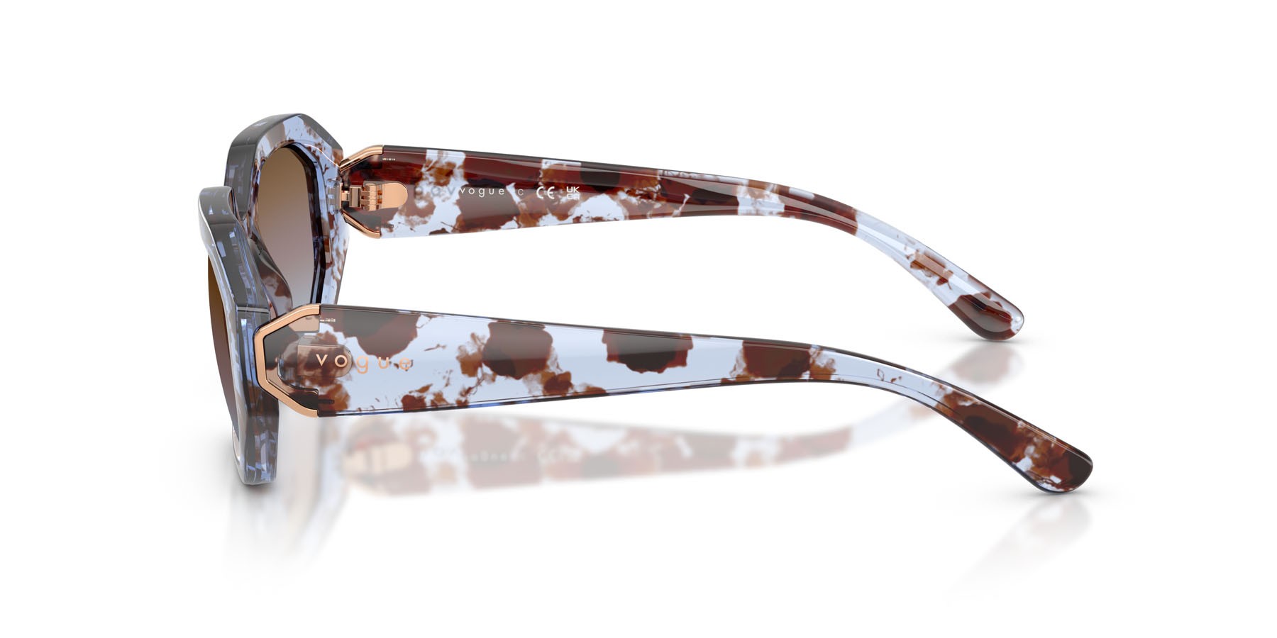 Sunglasses Vogue VO 5675S (320148) color blu havana shape irregular lenses azzurro sfumato rosa sfumato marrone
