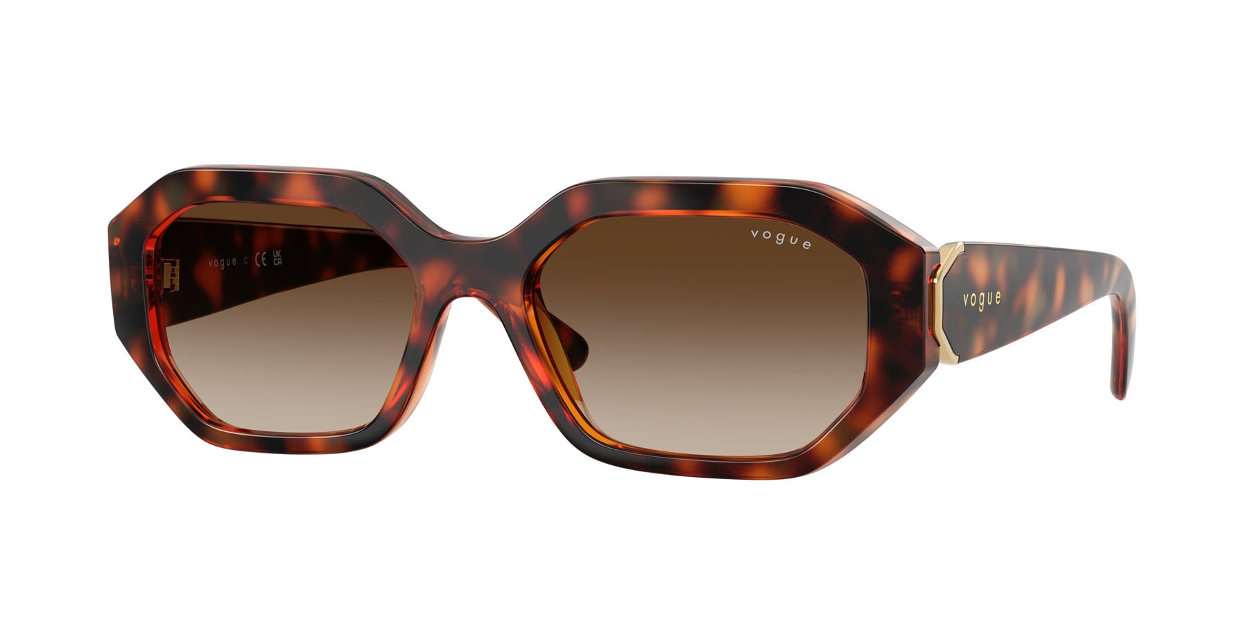 Sunglasses Vogue VO 5675S (W65613) color havana scuro shape irregular lenses marrone sfumato