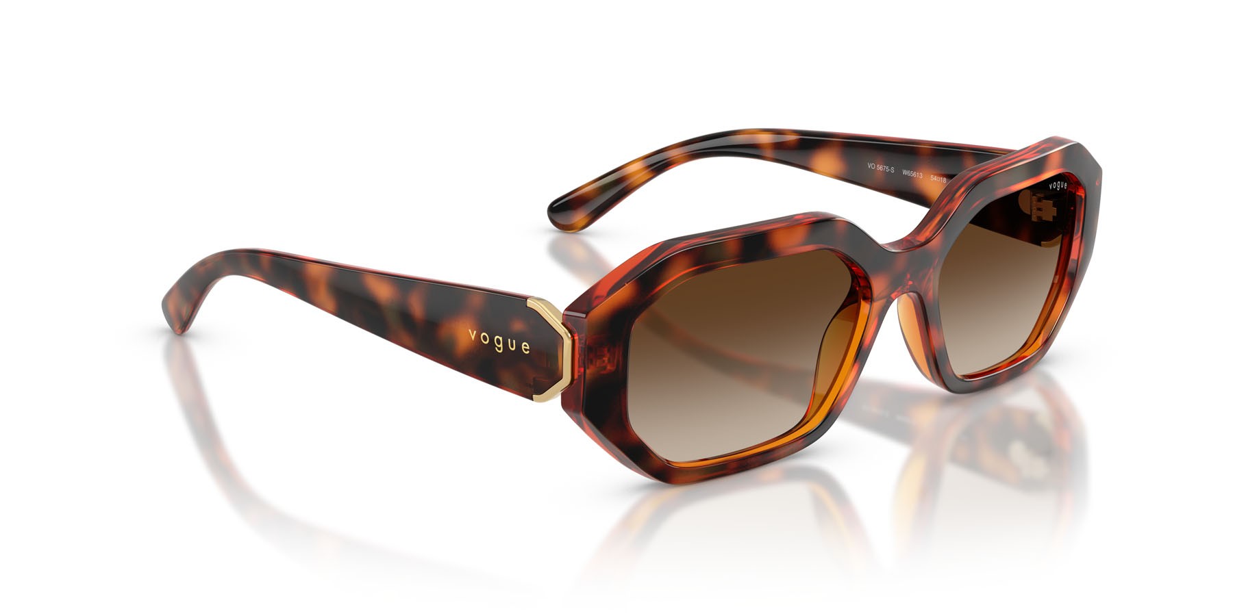 Sunglasses Vogue VO 5675S (W65613) color havana scuro shape irregular lenses marrone sfumato