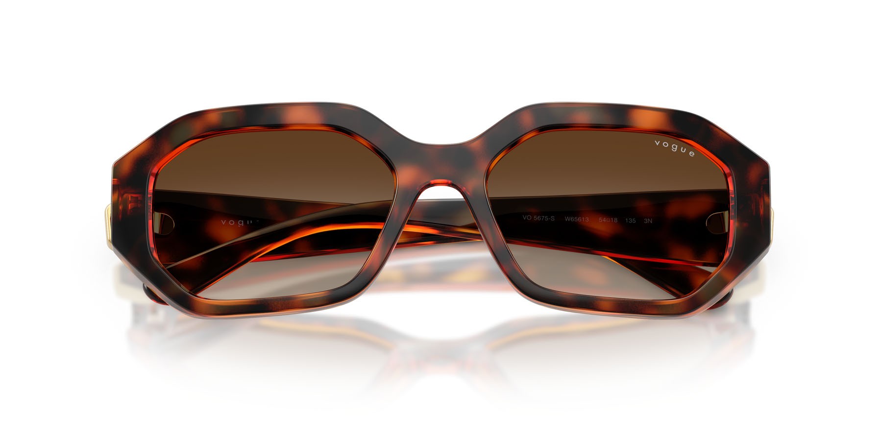 Sunglasses Vogue VO 5675S (W65613) color havana scuro shape irregular lenses marrone sfumato