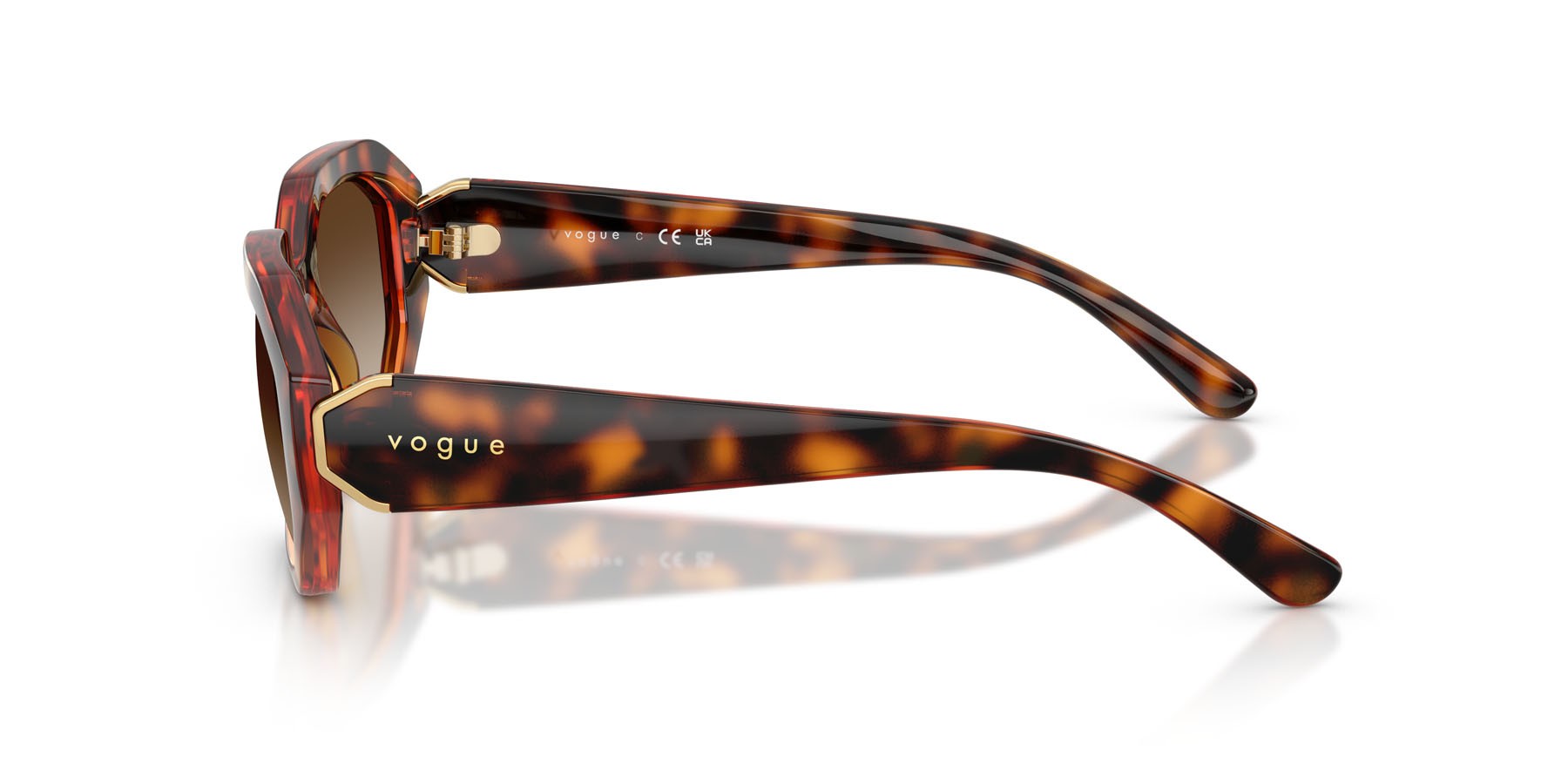 Sunglasses Vogue VO 5675S (W65613) color havana scuro shape irregular lenses marrone sfumato