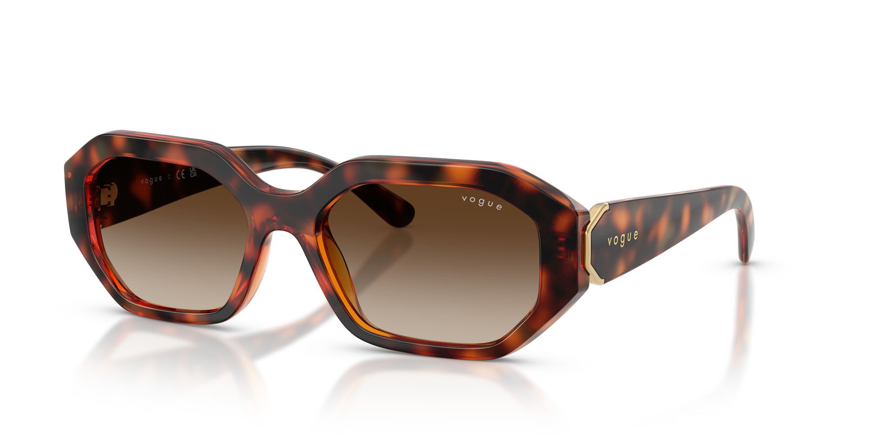 Sunglasses Vogue VO 5675S (W65613) color havana scuro shape irregular lenses marrone sfumato