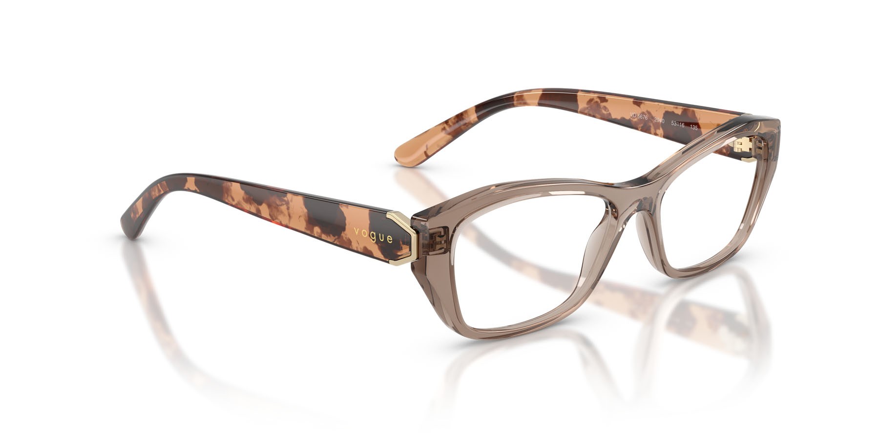 Eyeglasses Vogue VO 5676 (2940) color marrone trasparente shape irregular lenses lente demo