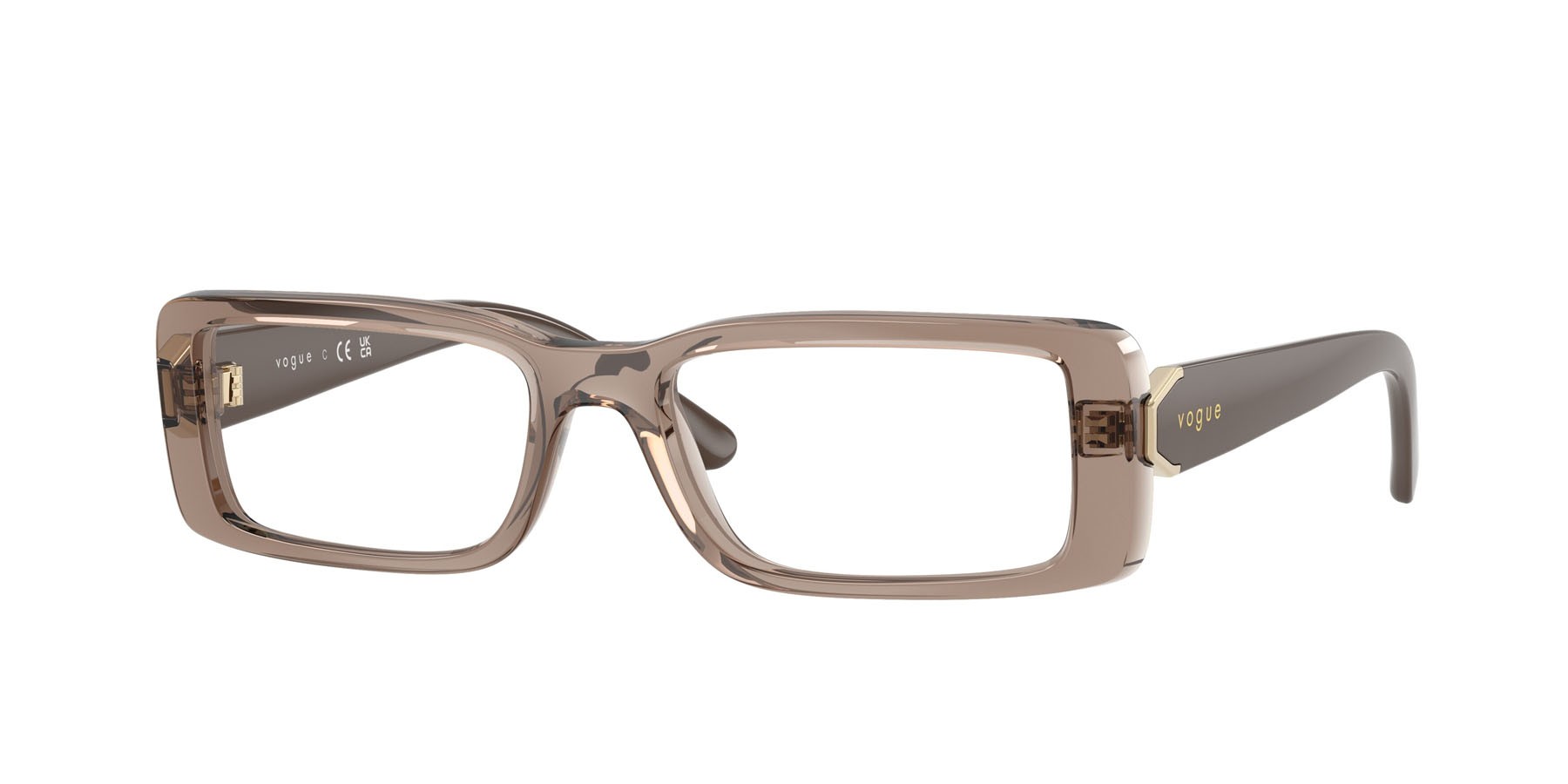Eyeglasses Vogue VO 5677 (2940) color marrone trasparente shape rectangle lenses lente demo