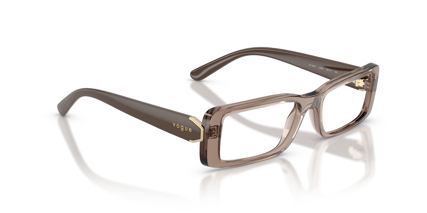 Eyeglasses Vogue VO 5677 (2940) color marrone trasparente shape rectangle lenses lente demo