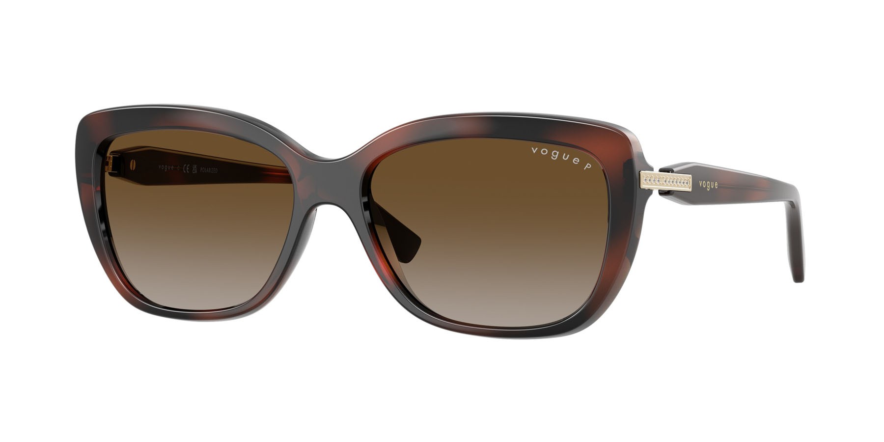Sunglasses Vogue VO 5678SB (2386T5) color havana marrone shape butterfly lenses grigio sfumato marrone polarizzata
