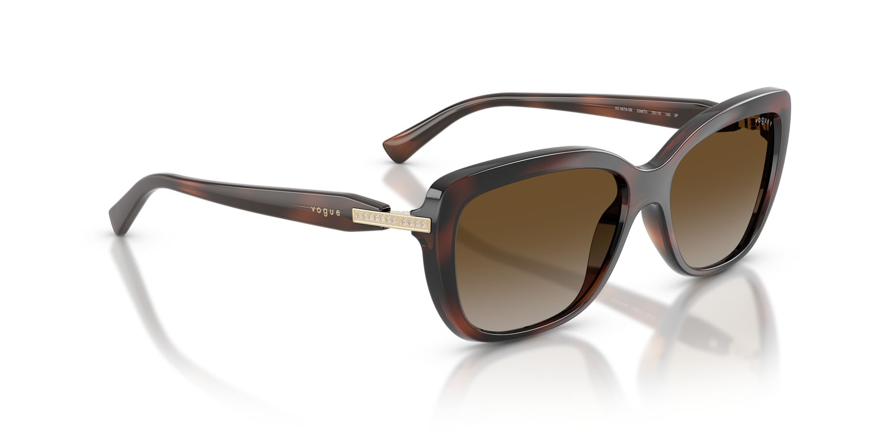 Sunglasses Vogue VO 5678SB (2386T5) color havana marrone shape butterfly lenses grigio sfumato marrone polarizzata