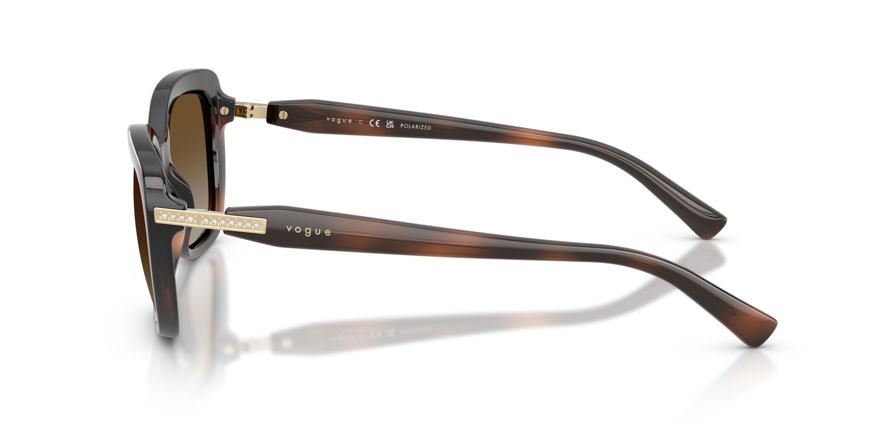 Sunglasses Vogue VO 5678SB (2386T5) color havana marrone shape butterfly lenses grigio sfumato marrone polarizzata