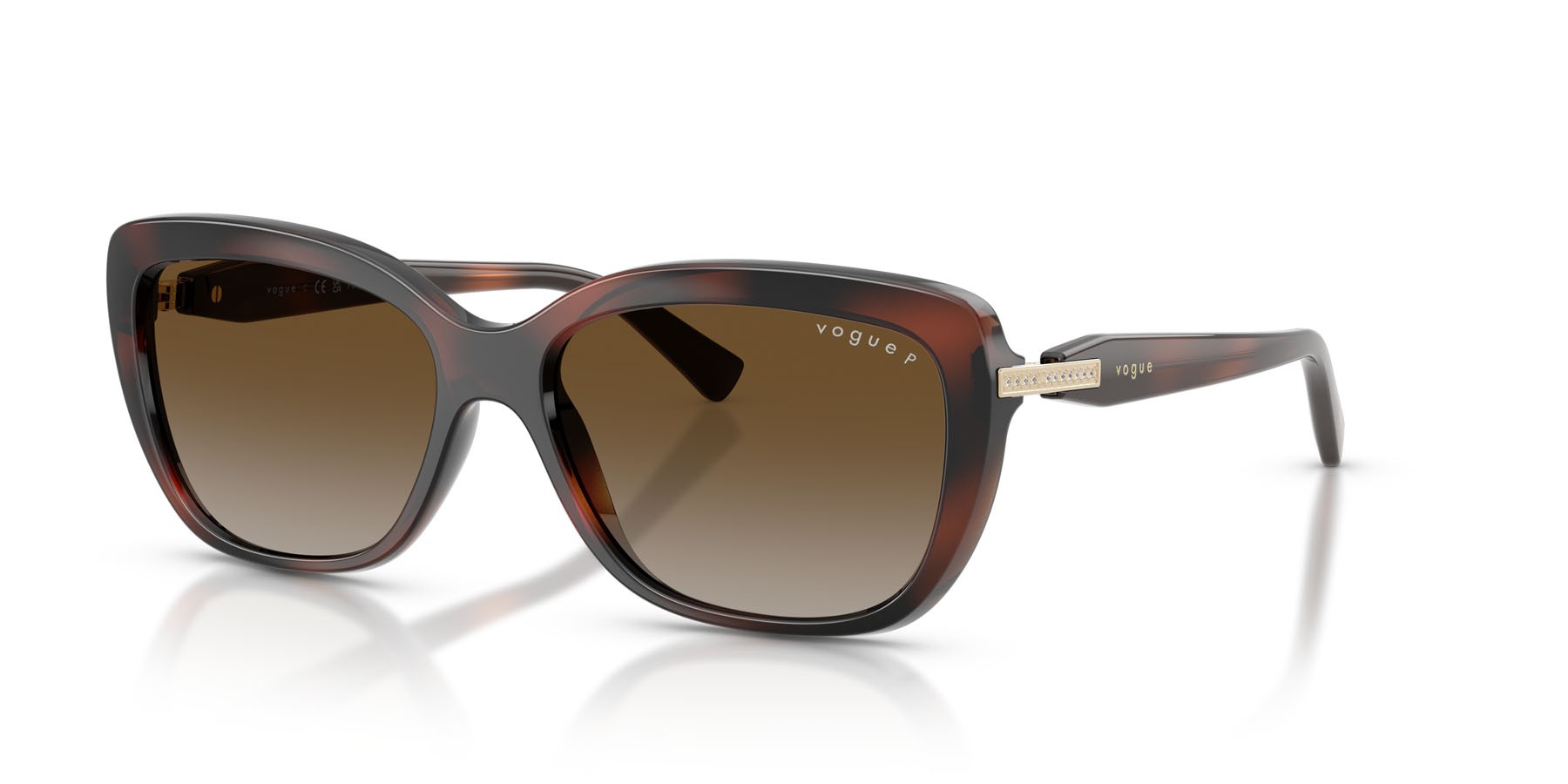 Sunglasses Vogue VO 5678SB (2386T5) color havana marrone shape butterfly lenses grigio sfumato marrone polarizzata