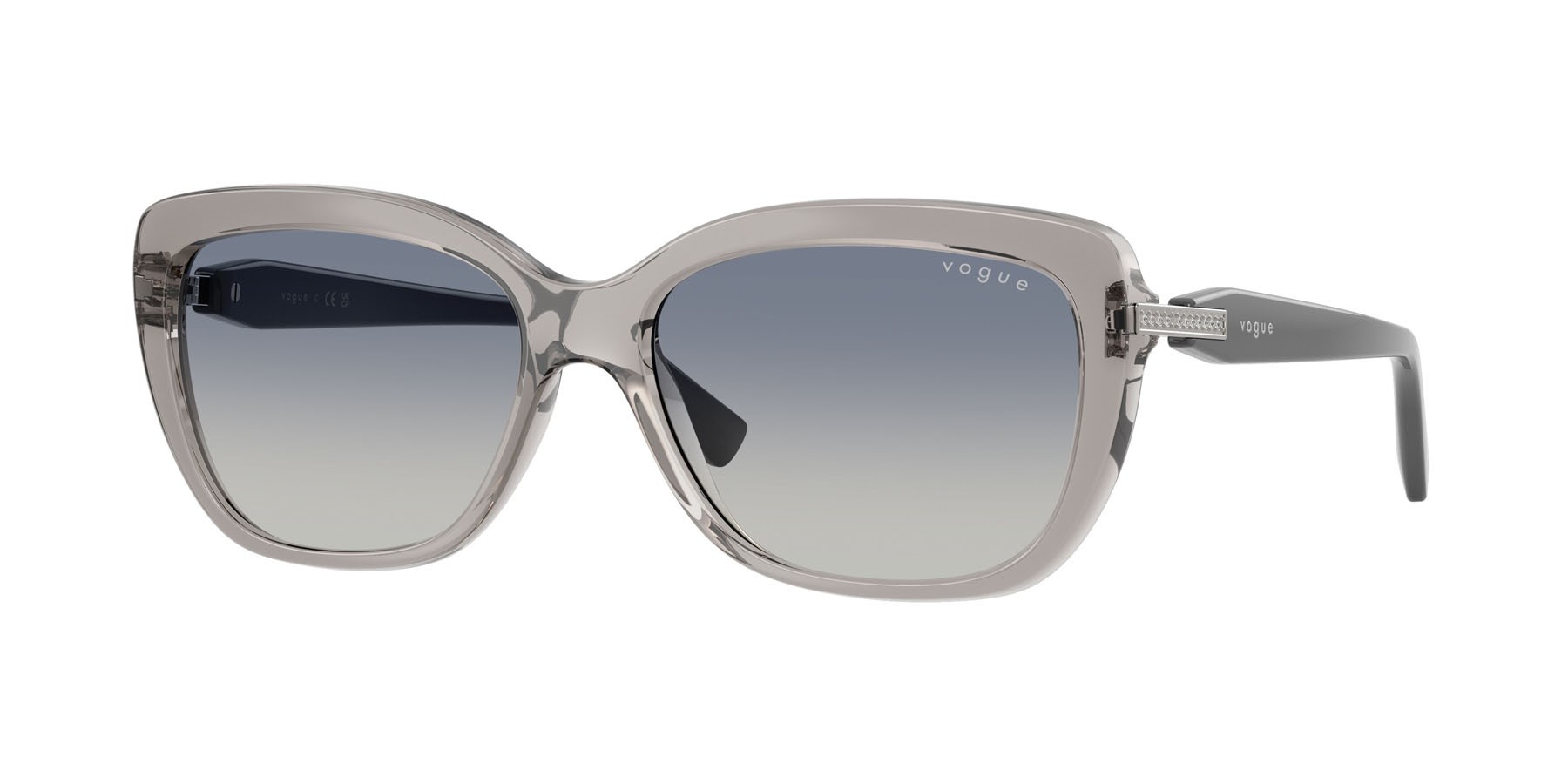 Sunglasses Vogue VO 5678SB (272614) color grigio trasparente shape butterfly lenses blu sfumato grigio