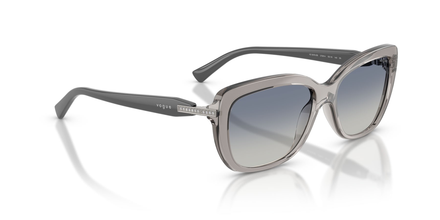 Sunglasses Vogue VO 5678SB (272614) color grigio trasparente shape butterfly lenses blu sfumato grigio