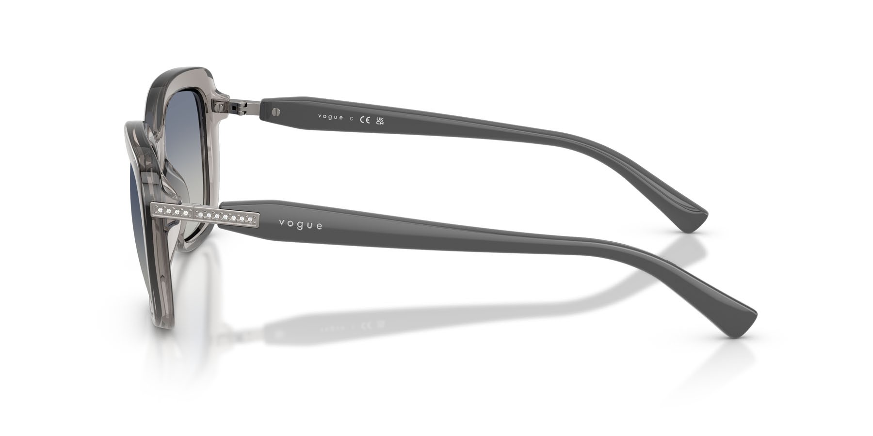 Sunglasses Vogue VO 5678SB (272614) color grigio trasparente shape butterfly lenses blu sfumato grigio