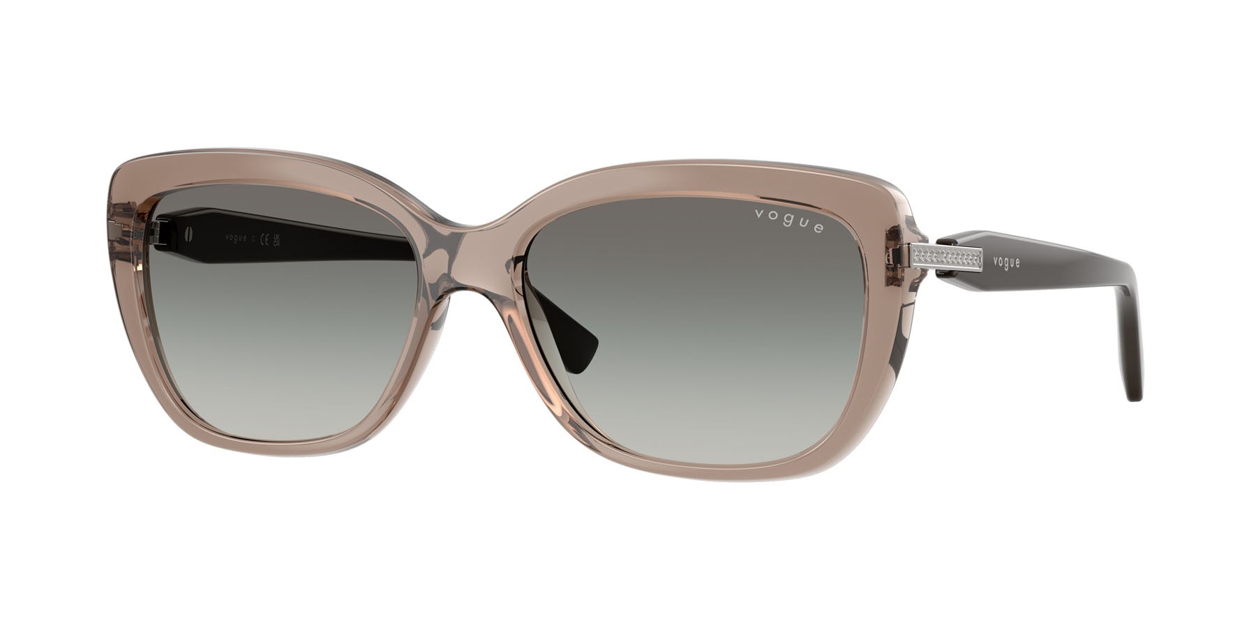 Occhiali da sole Vogue VO 5678SB (294011) colore marrone trasparente forma farfalla lenti grigio sfumato