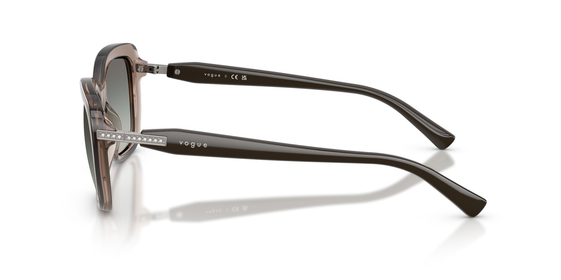Occhiali da sole Vogue VO 5678SB (294011) colore marrone trasparente forma farfalla lenti grigio sfumato
