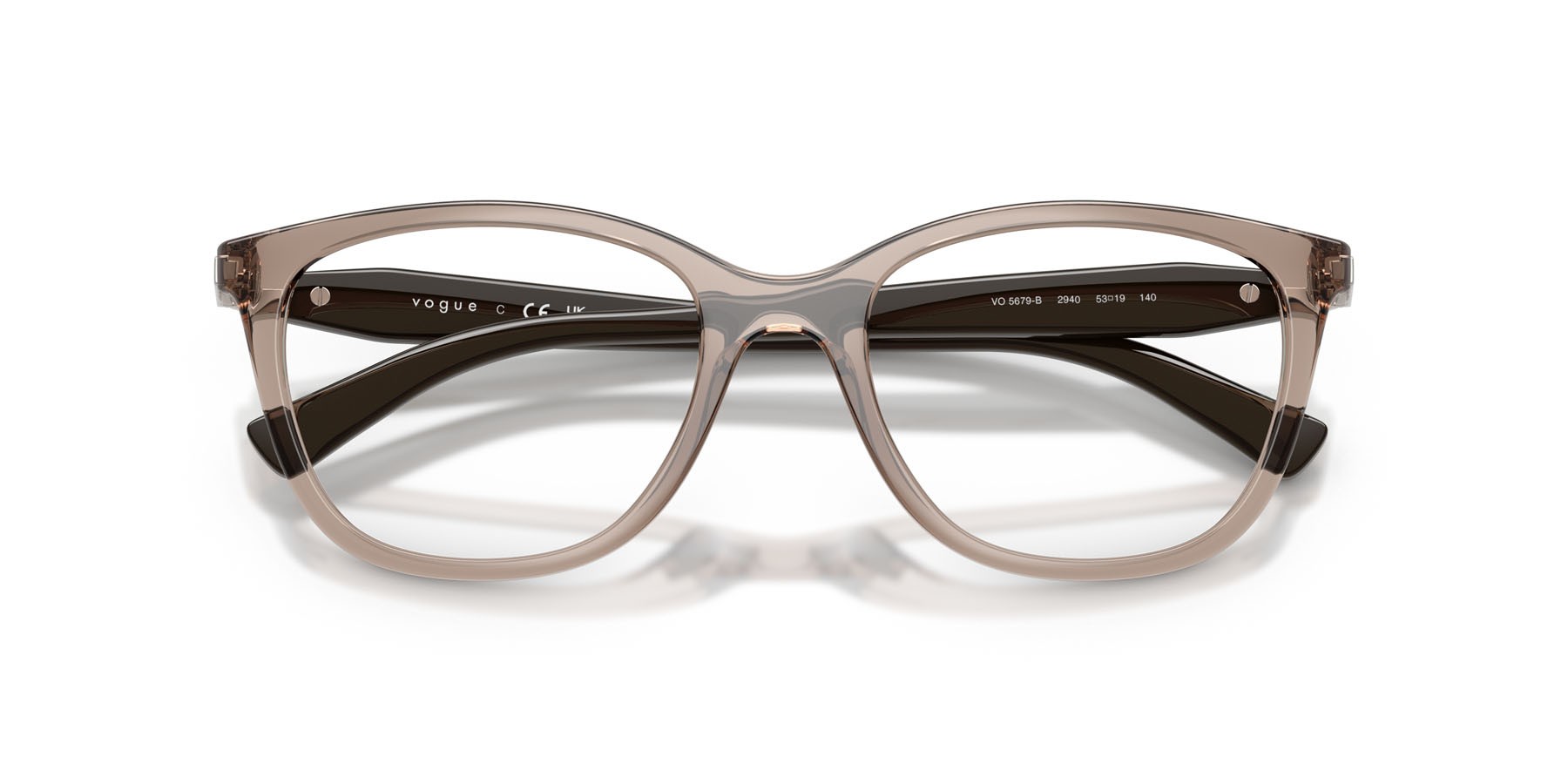 Eyeglasses Vogue VO 5679B (2940) color marrone trasparente shape pantos lenses lente demo