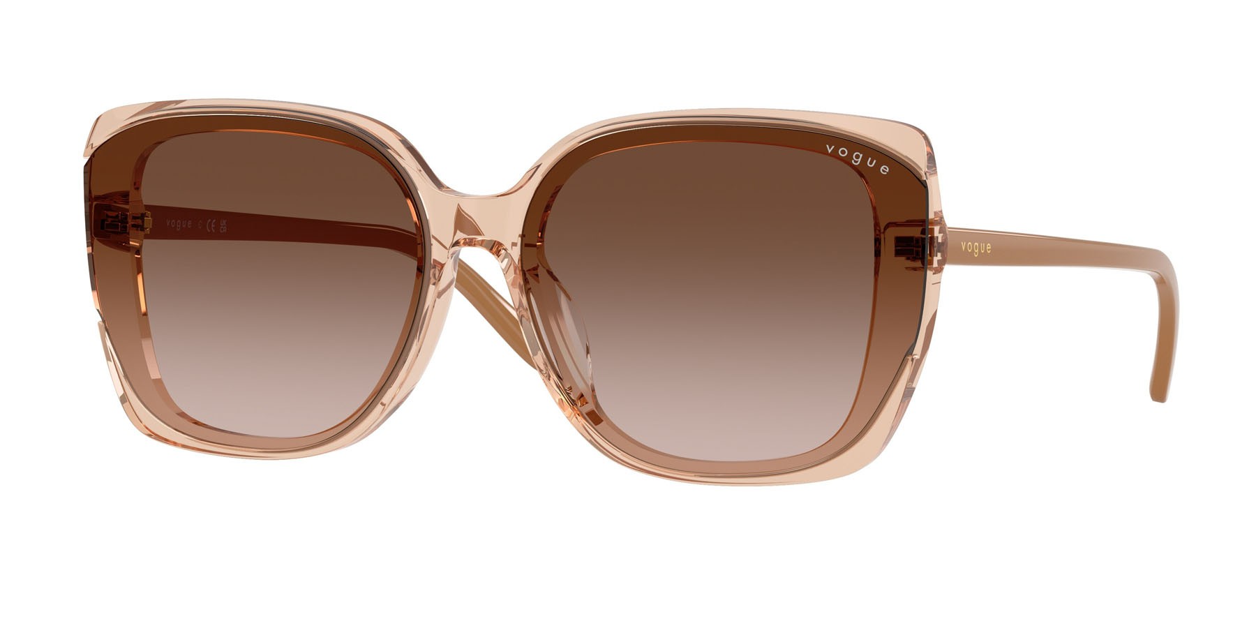 Sunglasses Vogue VO 5684SD (318113) color marrone chiaro trasparente shape square lenses gradient dark brown