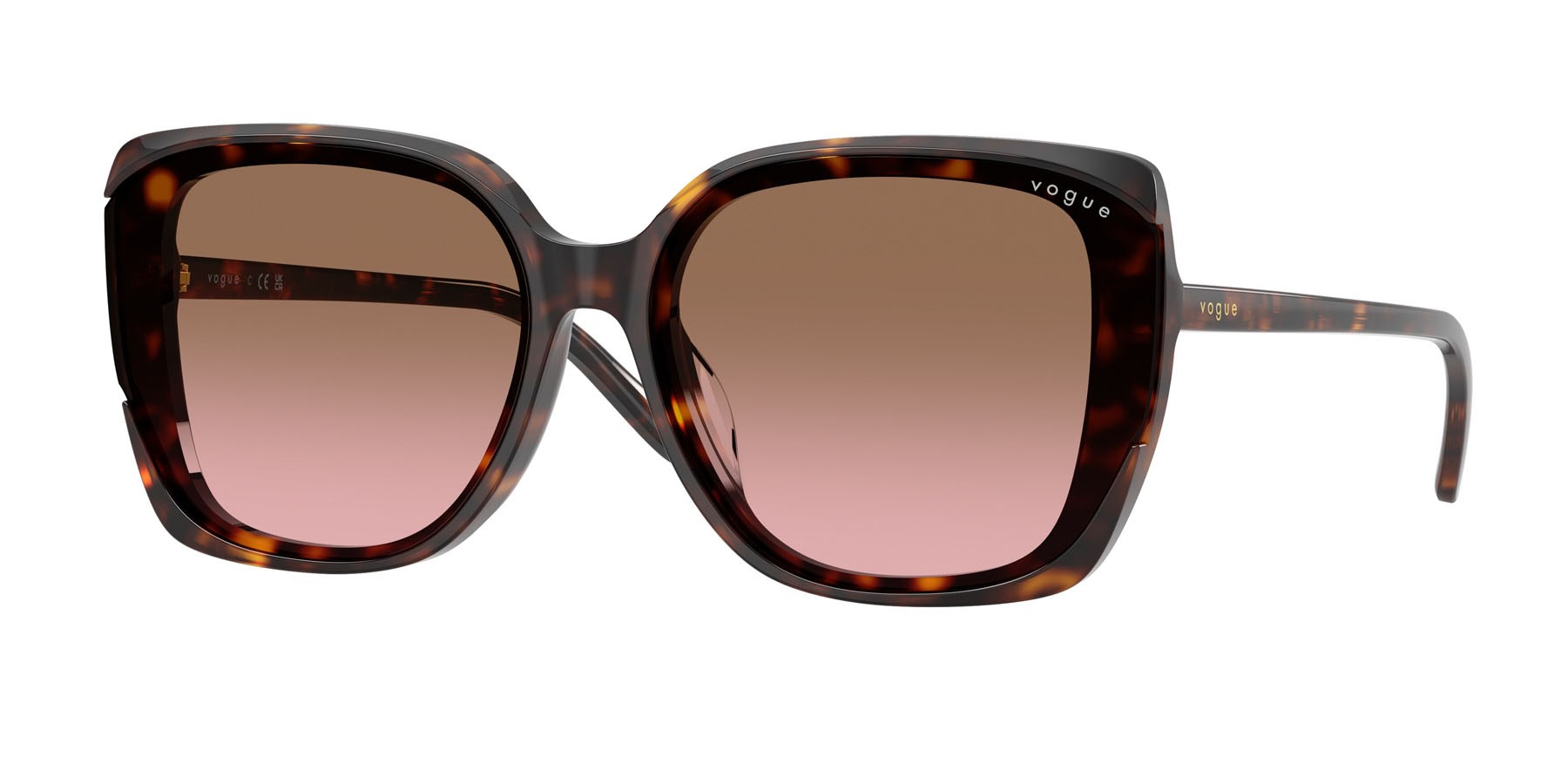 Occhiali da sole Vogue VO 5684SD (W65614) colore havana scuro forma quadrato lenti rosa sfumato marrone