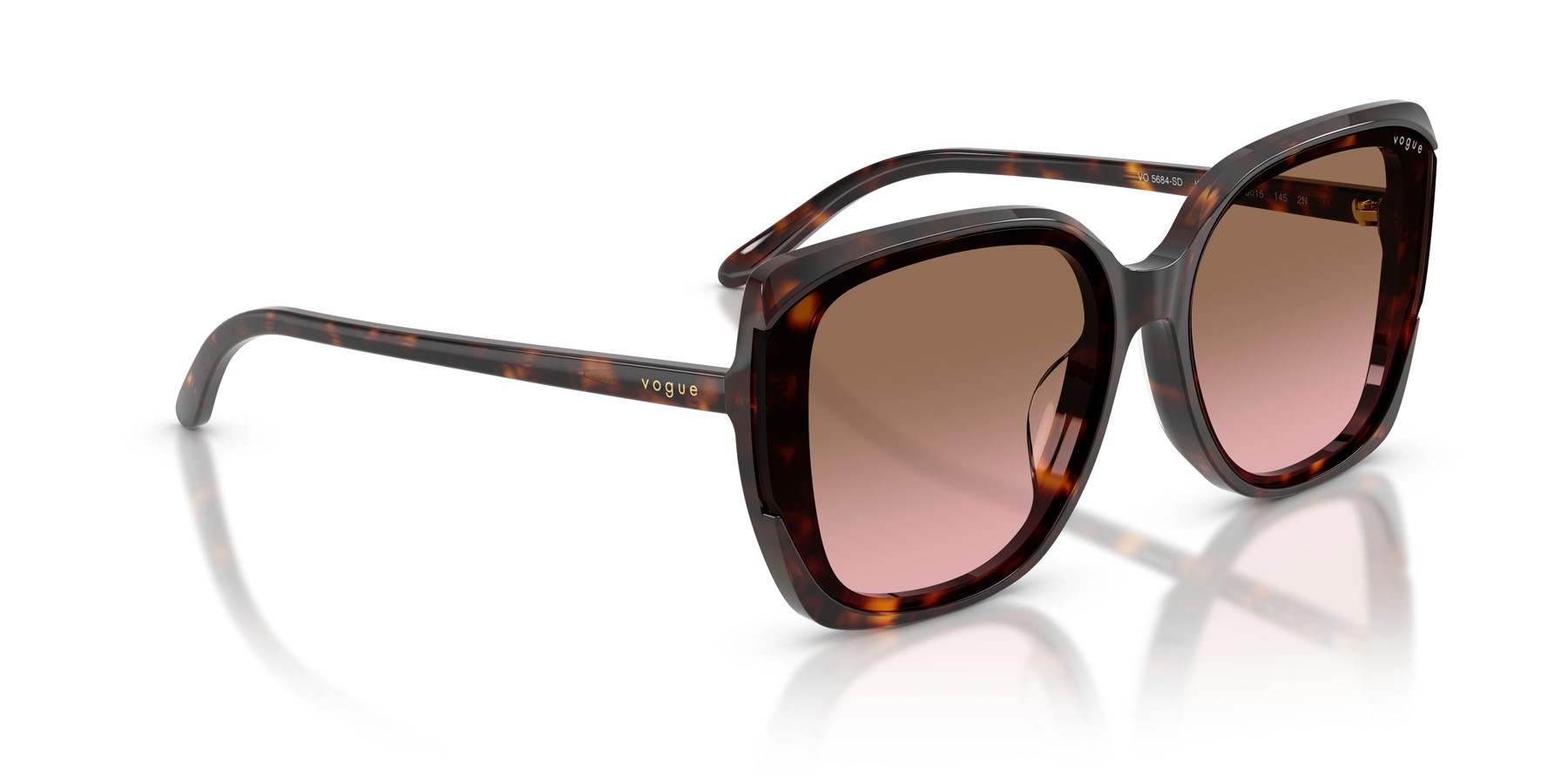 Occhiali da sole Vogue VO 5684SD (W65614) colore havana scuro forma quadrato lenti rosa sfumato marrone