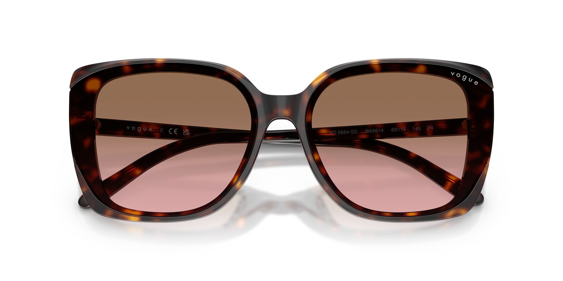 Occhiali da sole Vogue VO 5684SD (W65614) colore havana scuro forma quadrato lenti rosa sfumato marrone