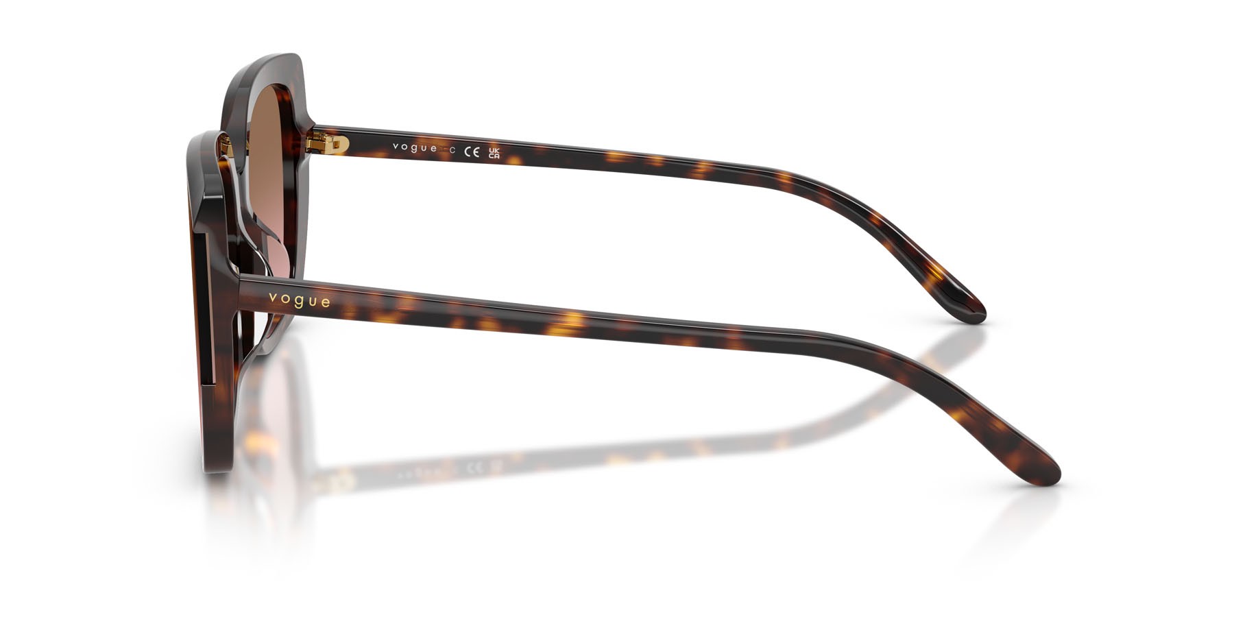 Occhiali da sole Vogue VO 5684SD (W65614) colore havana scuro forma quadrato lenti rosa sfumato marrone