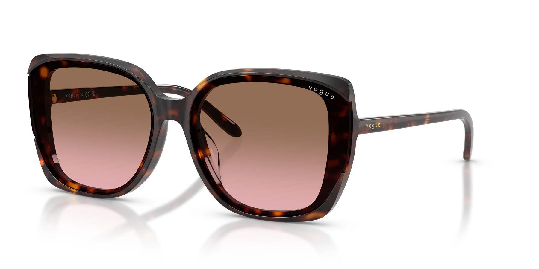 Occhiali da sole Vogue VO 5684SD (W65614) colore havana scuro forma quadrato lenti rosa sfumato marrone