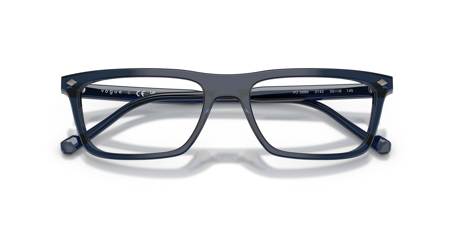 Eyeglasses Vogue VO 5686 (3143) color blu trasparente shape square lenses lente demo