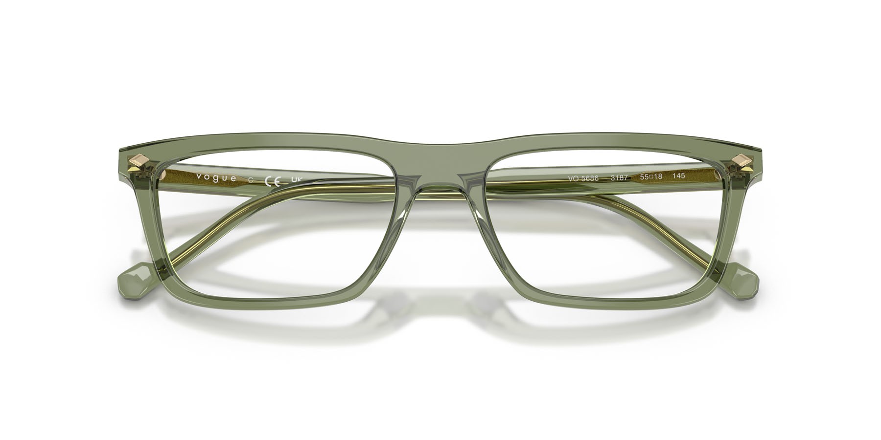 Eyeglasses Vogue VO 5686 (3187) color verde trasparente shape square lenses lente demo