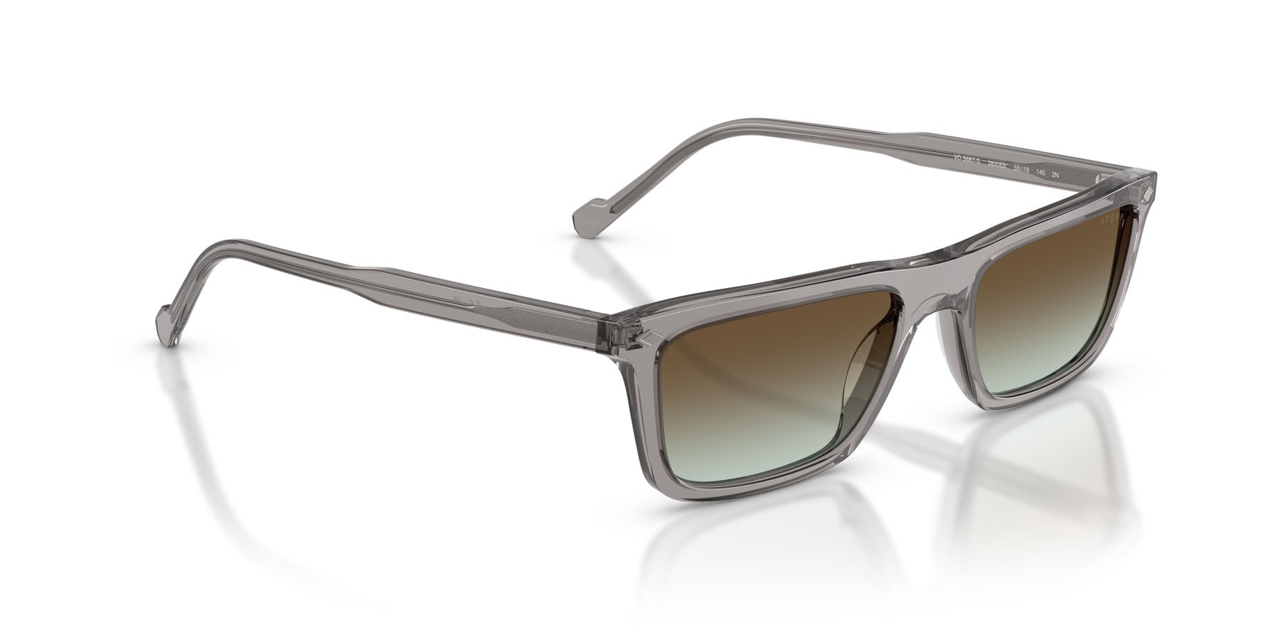 Occhiali da sole Vogue VO 5687S (2820E8) colore grigio trasparente forma quadrato lenti verde sfumato marrone