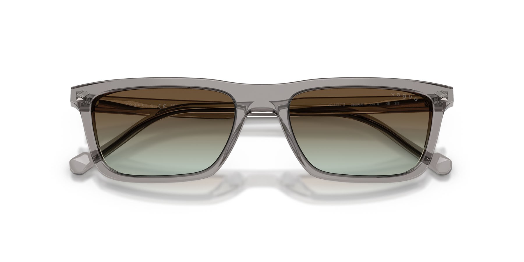 Occhiali da sole Vogue VO 5687S (2820E8) colore grigio trasparente forma quadrato lenti verde sfumato marrone