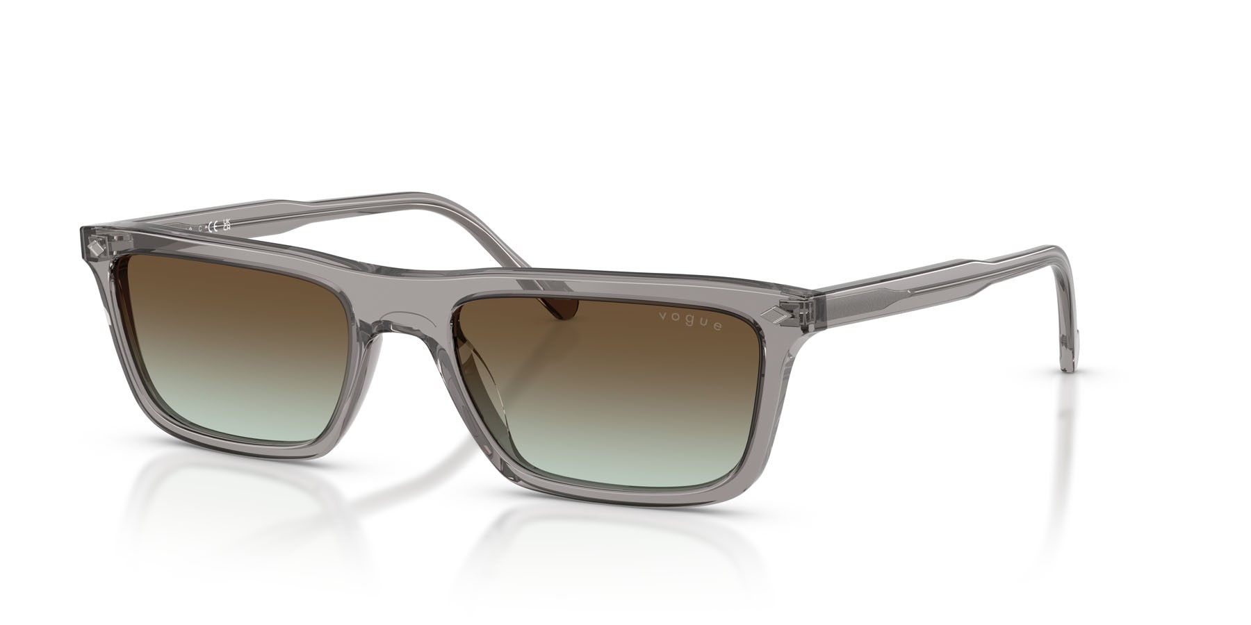 Occhiali da sole Vogue VO 5687S (2820E8) colore grigio trasparente forma quadrato lenti verde sfumato marrone