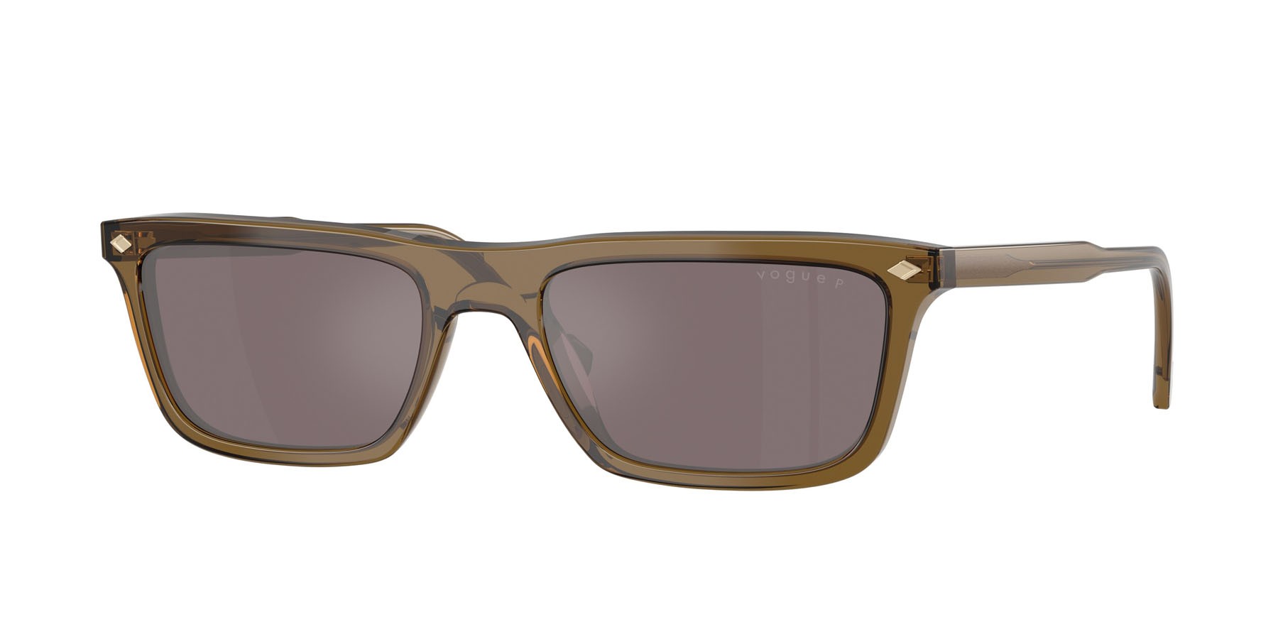 Occhiali da sole Vogue VO 5687S (3260LB) colore verde oliva trasparente forma quadrato lenti rosa argento specchiato