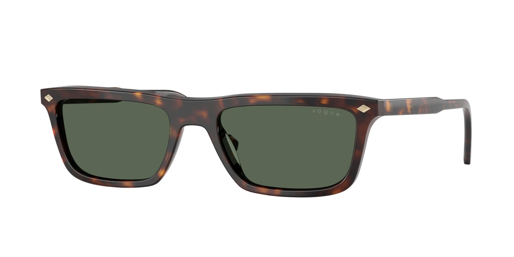 Occhiali da sole Vogue VO 5687S (W65671) colore havana scuro forma quadrato lenti verde scuro