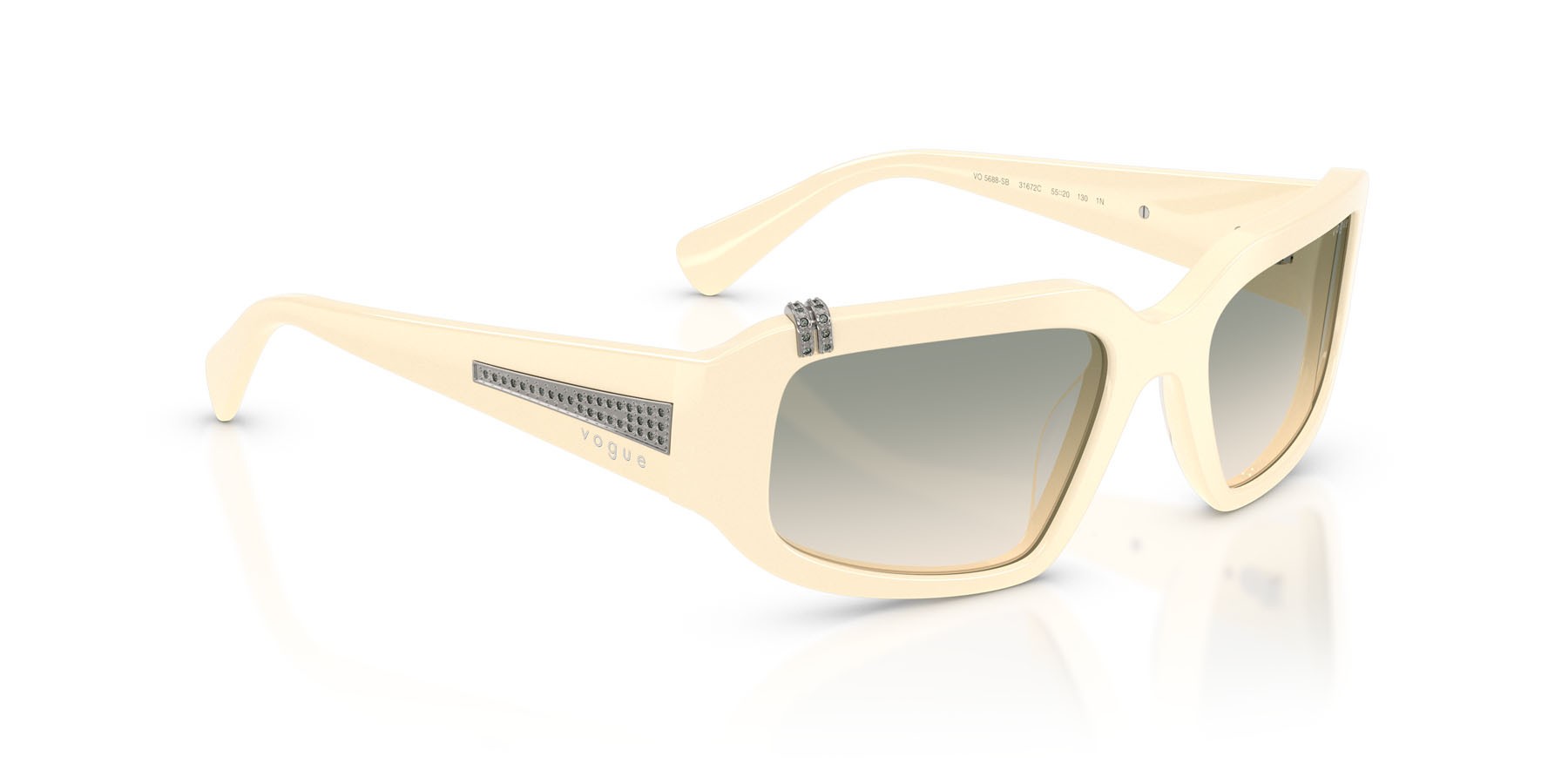 Sunglasses Vogue VO 5688SB (31672C) color full ivory shape irregular lenses marrone chiaro sfumato verde chiaro