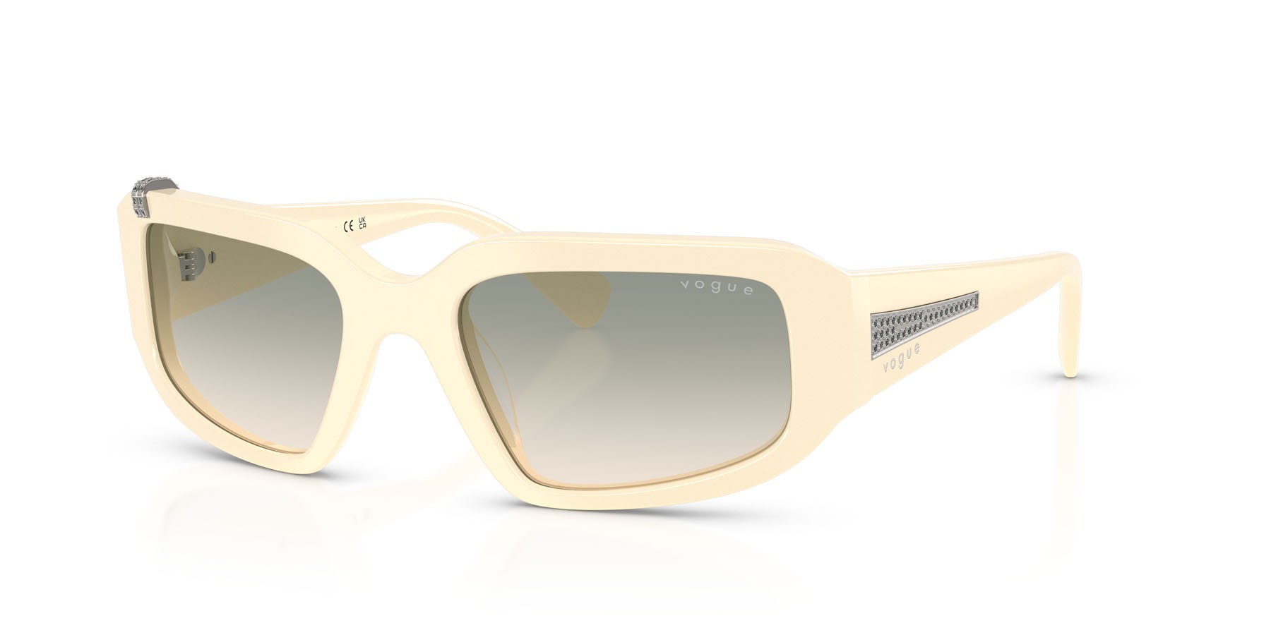Sunglasses Vogue VO 5688SB (31672C) color full ivory shape irregular lenses marrone chiaro sfumato verde chiaro