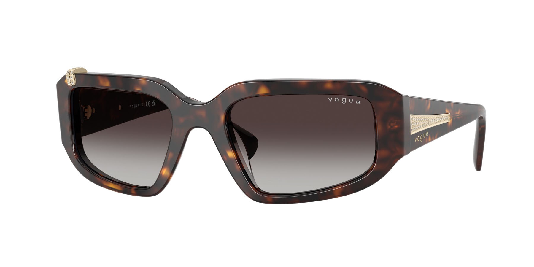 Sunglasses Vogue VO 5688SB (W6568G) color havana scuro shape irregular lenses sfumato grigio