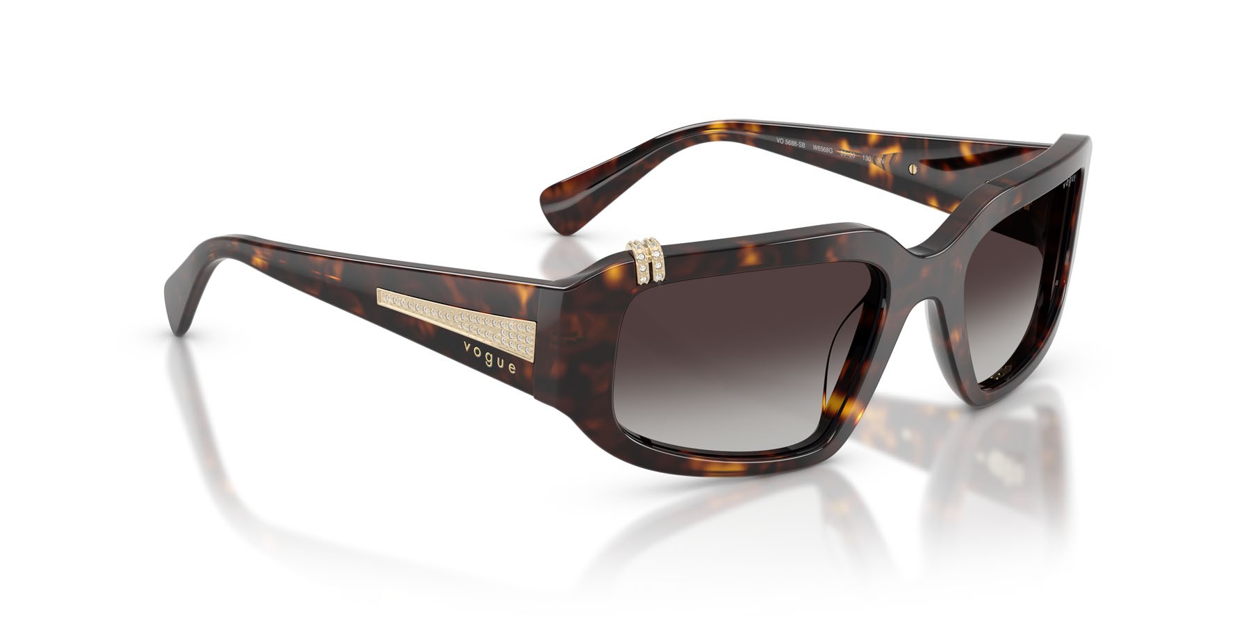 Sunglasses Vogue VO 5688SB (W6568G) color havana scuro shape irregular lenses sfumato grigio