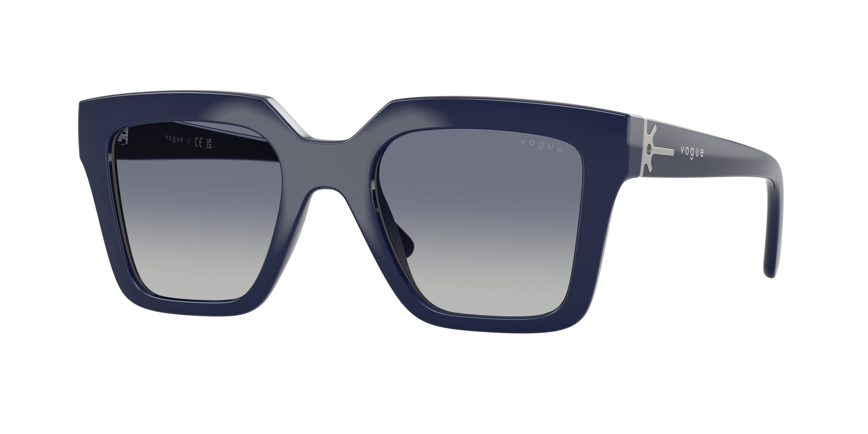 Sunglasses Vogue VO 5690S (22884L) color blu scuro full shape square lenses blu sfumato grigio