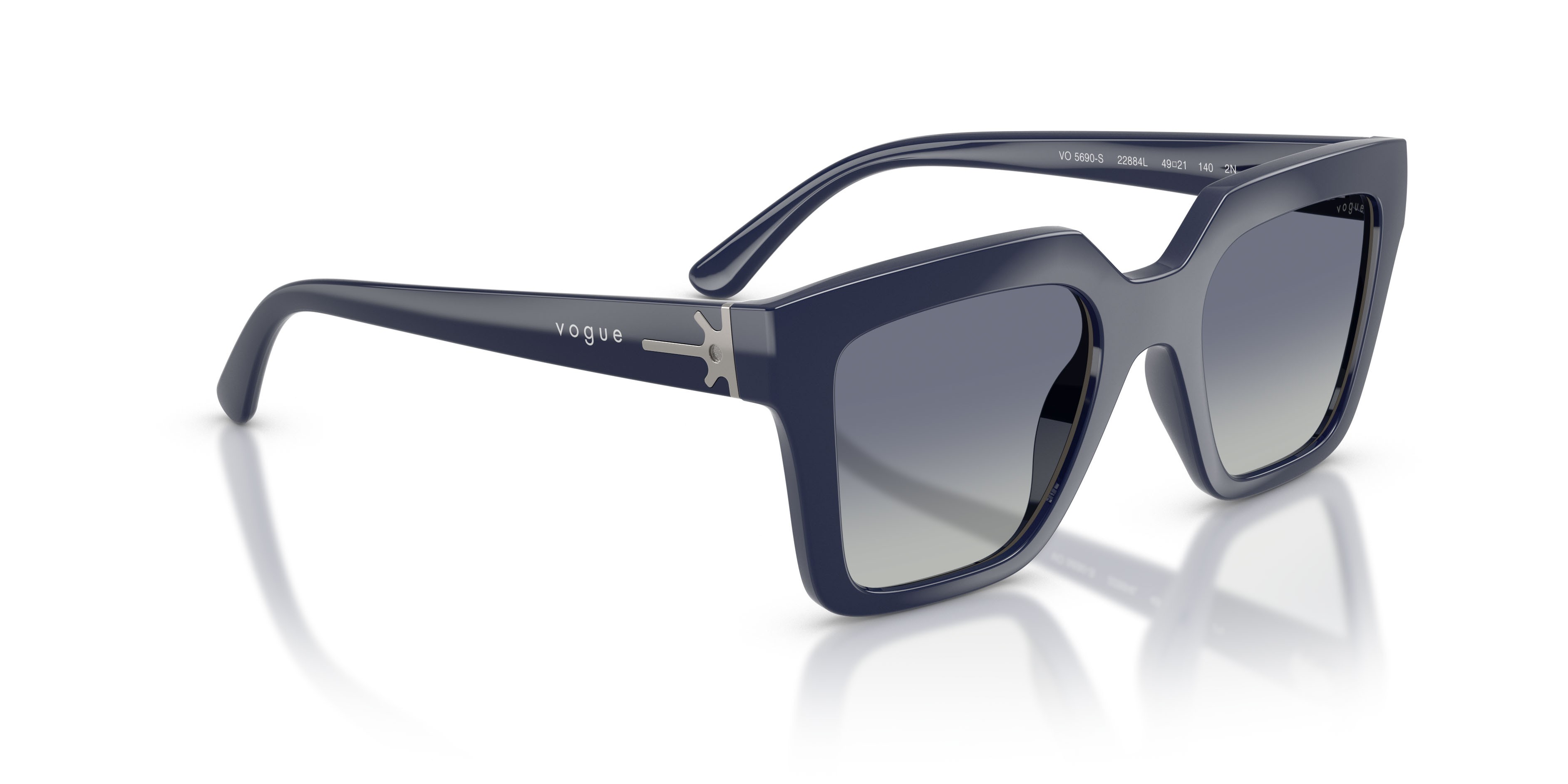 Sunglasses Vogue VO 5690S (22884L) color blu scuro full shape square lenses blu sfumato grigio