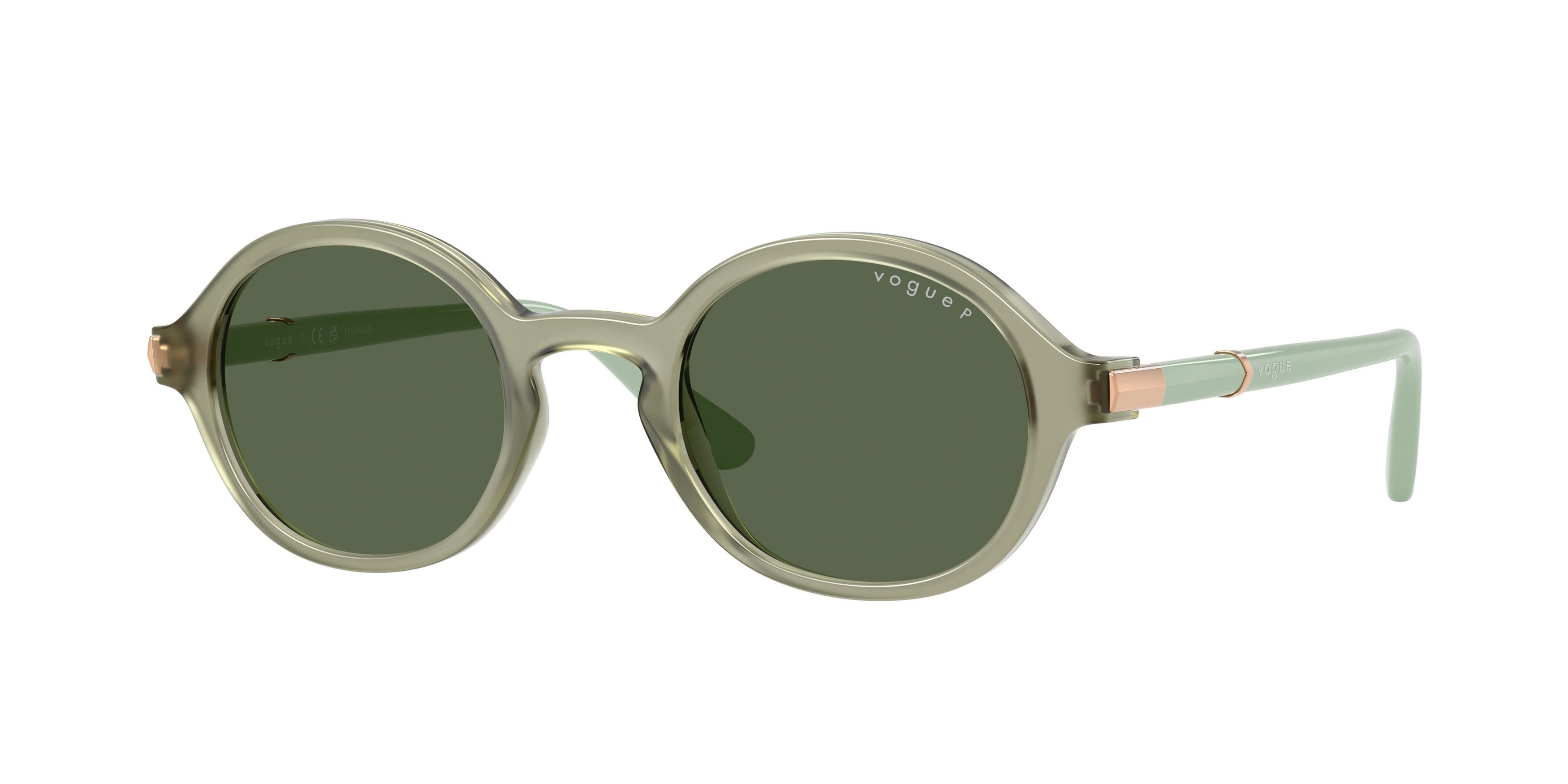 Sunglasses Vogue VO 5692S (32959A) color verde opale shape round lenses polar verde scuro