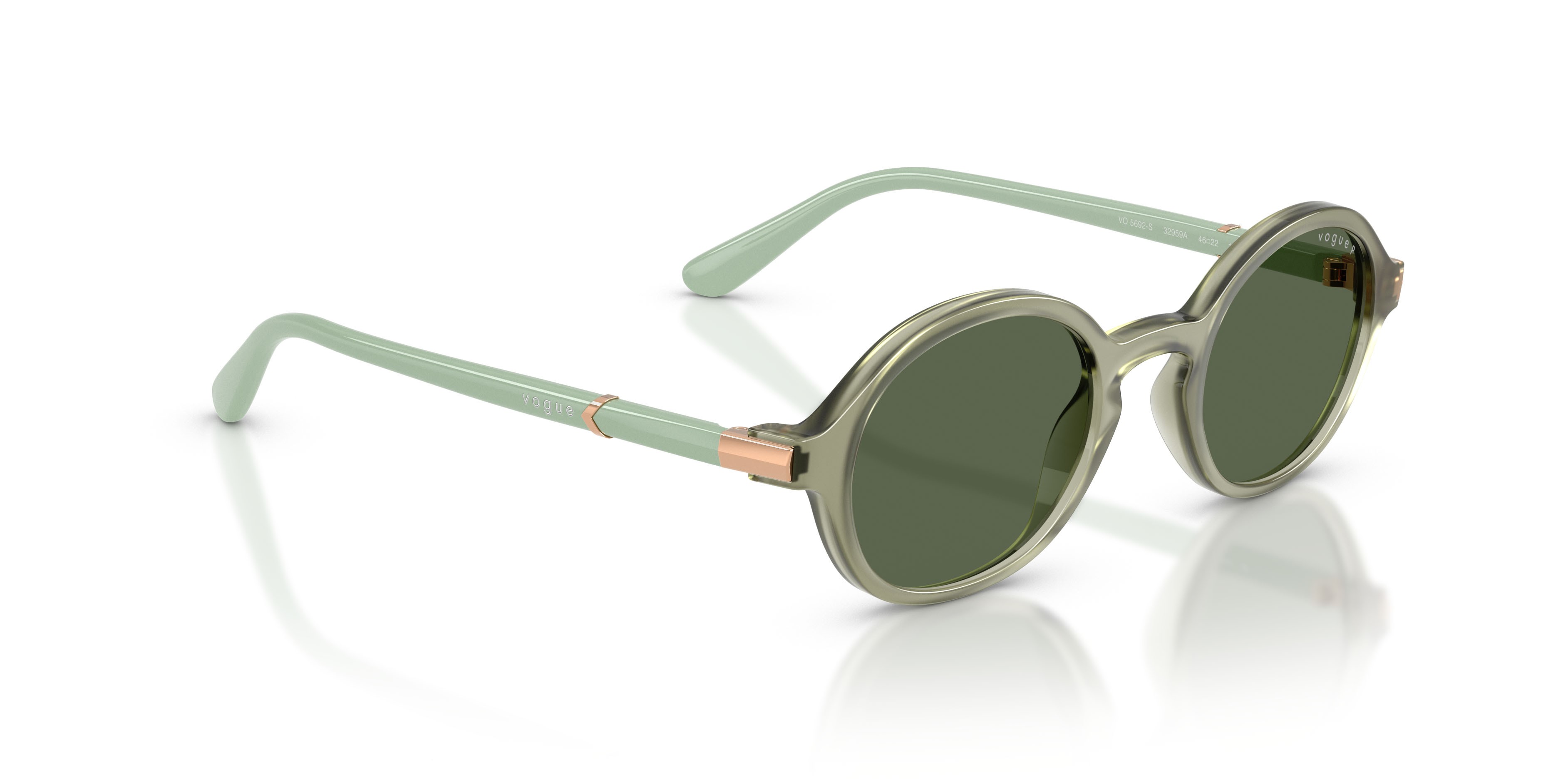 Sunglasses Vogue VO 5692S (32959A) color verde opale shape round lenses polar verde scuro