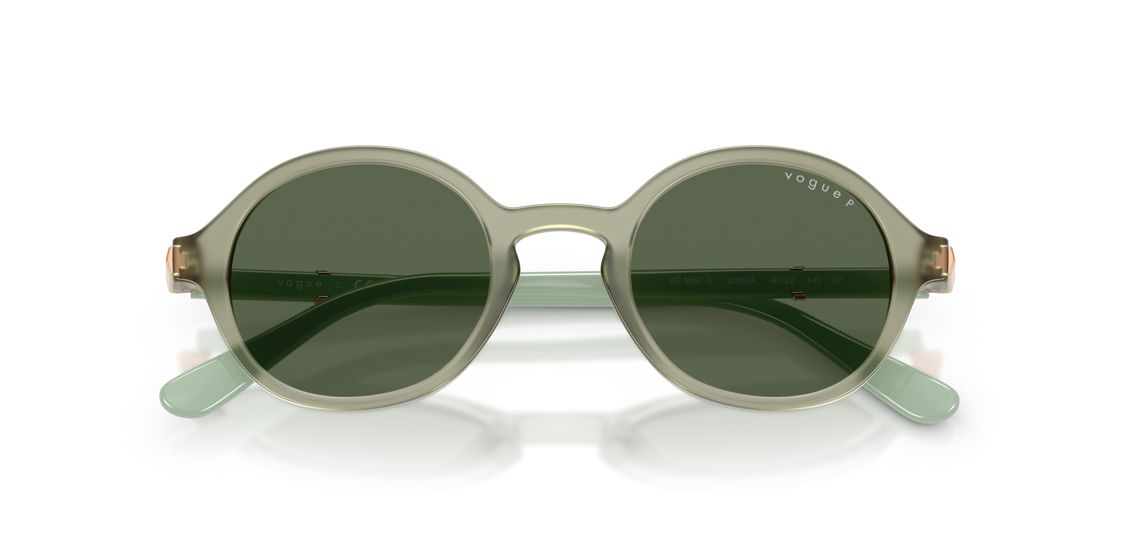 Sunglasses Vogue VO 5692S (32959A) color verde opale shape round lenses polar verde scuro