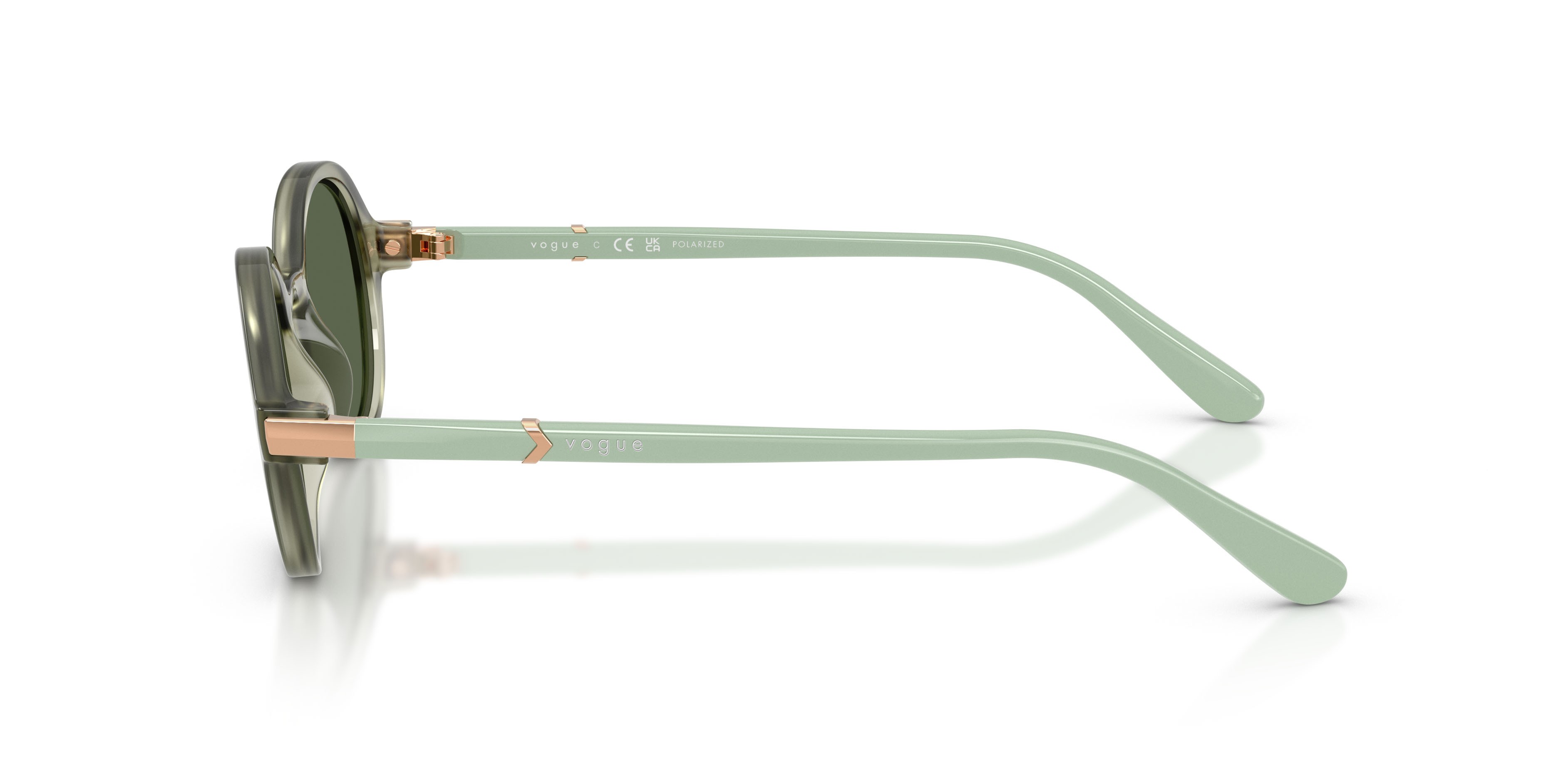 Sunglasses Vogue VO 5692S (32959A) color verde opale shape round lenses polar verde scuro